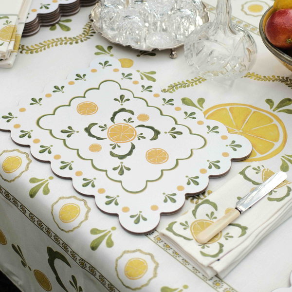 Lemon Scalloped Table Mat