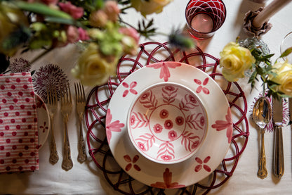 Pink Summer Flower Ceramic Pudding Bowl