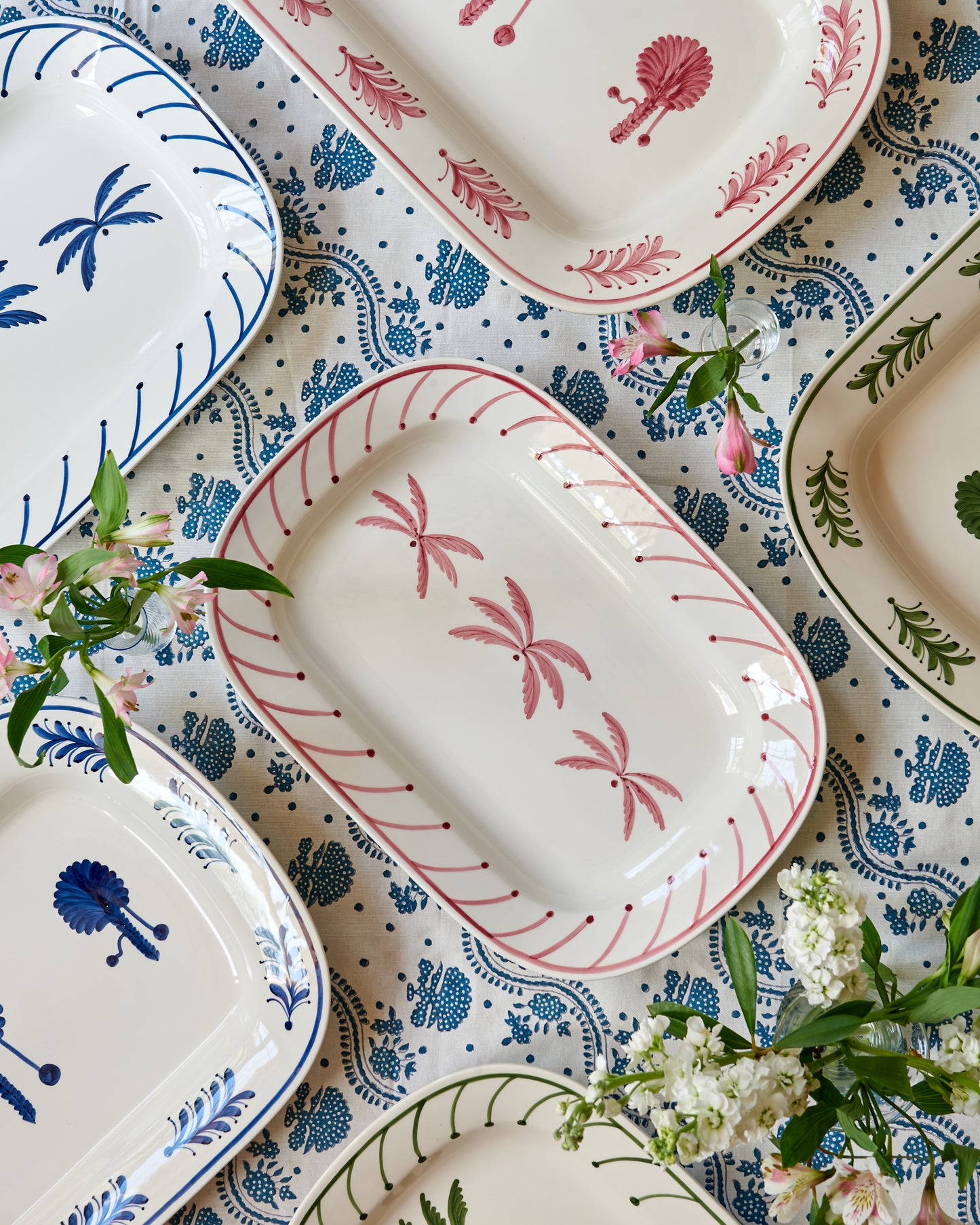 Pink Medium Palm Tree Ceramic Serving Platter