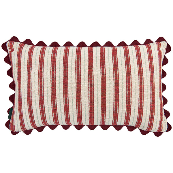Killi Green and Sketched Stripe Red Green with Burgundy Wavy Trim