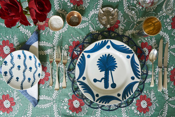 Blue Palm Tree Ceramic Large Plate