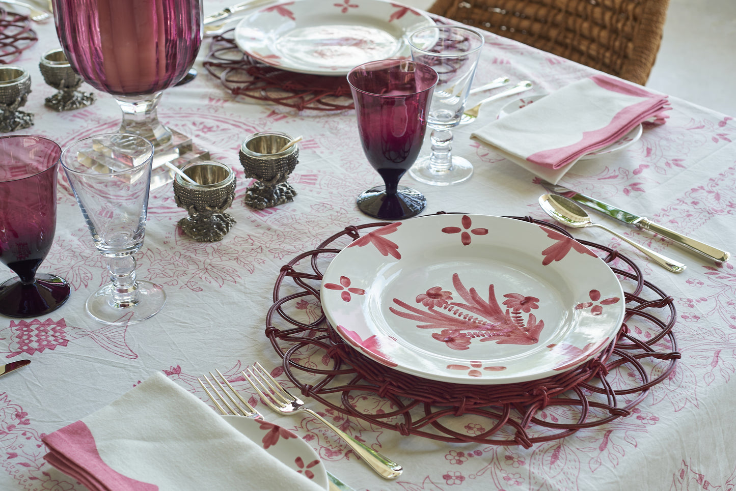 Pink Summer Flower Ceramic Large Plate