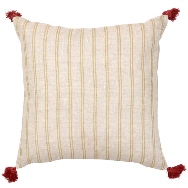 Shanti Embroidered Square Cushion with Pink Tassels