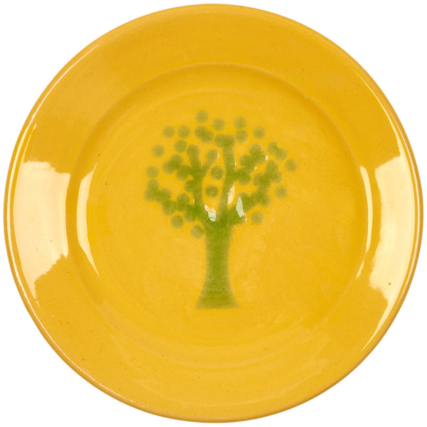 Yellow and Green Tree Ceramic Medium Plate