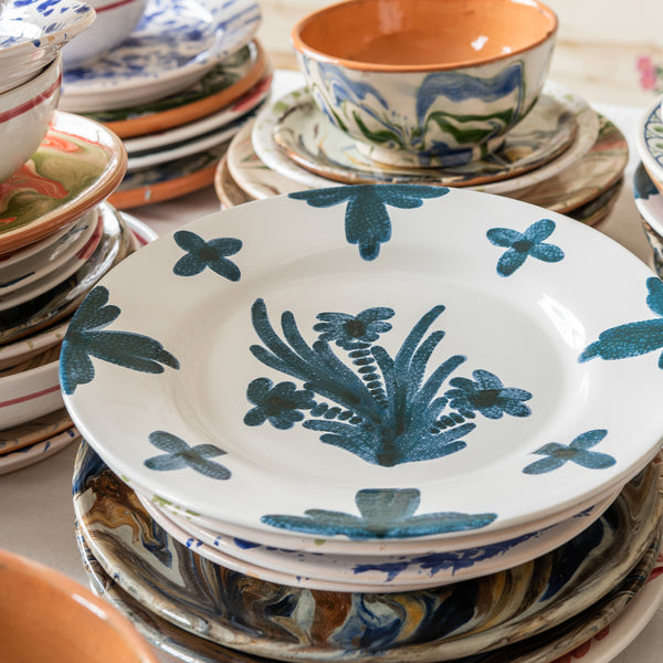 Blue Summer Flower Ceramic Large Plate