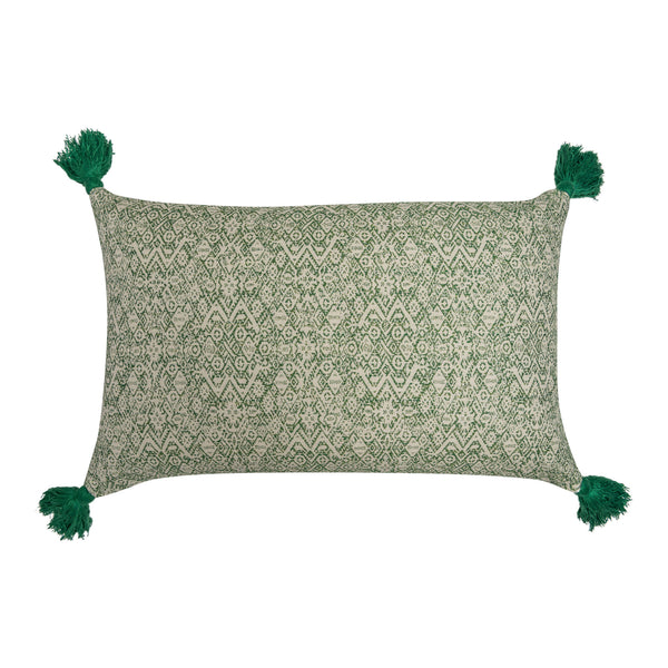 Diamond Ethnic Muskat & Indira Stripe Chocolate Cushion with Green Tassels