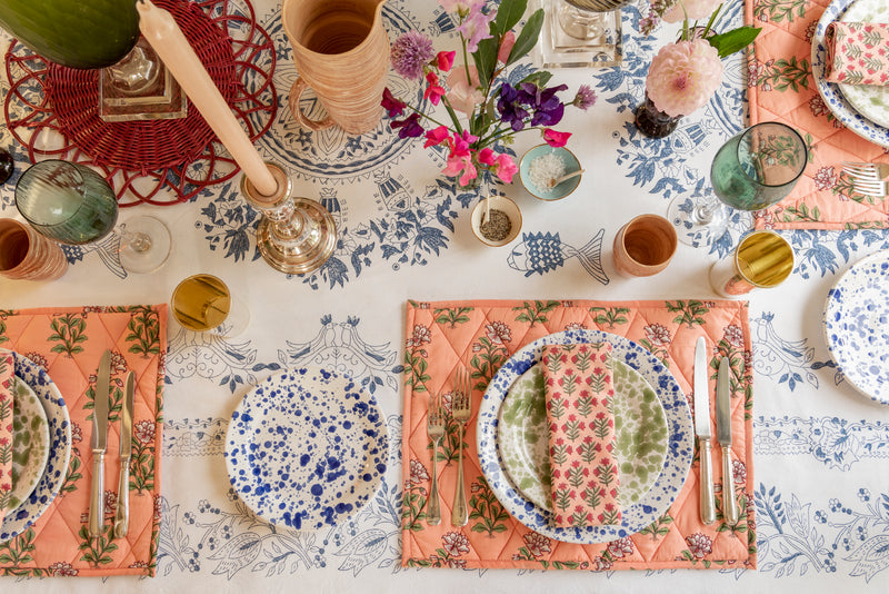 Peach Large Flower Reversible Table Mat