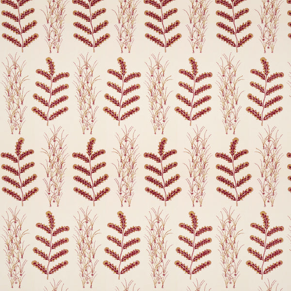 Madras Leaf Raspberry Fabric