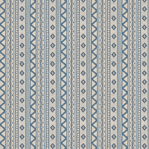 Andean Vertical Stripe Blue Fabric