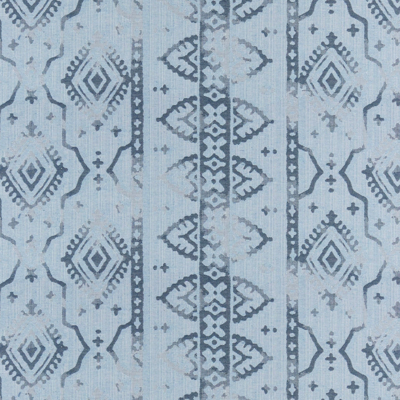 Diamond Border Stripe Blue Fabric