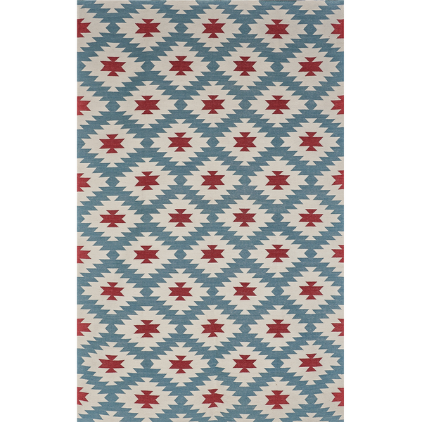 Blue and Red Diamond Rug