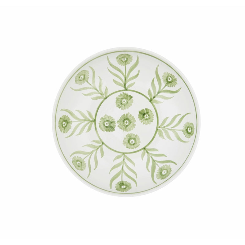 Green Summer Flower Ceramic Shallow Bowl