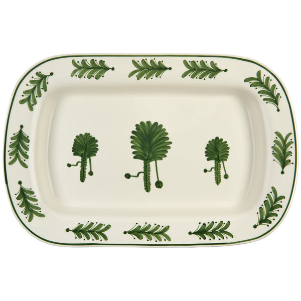 Green Large Palm Tree Ceramic Serving Platter