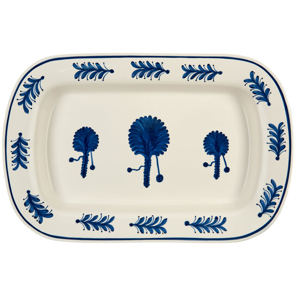 Blue Large Palm Tree Ceramic Serving Platter