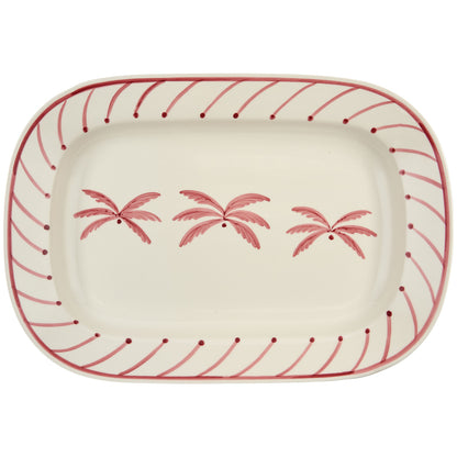 Pink Medium Palm Tree Ceramic Serving Platter