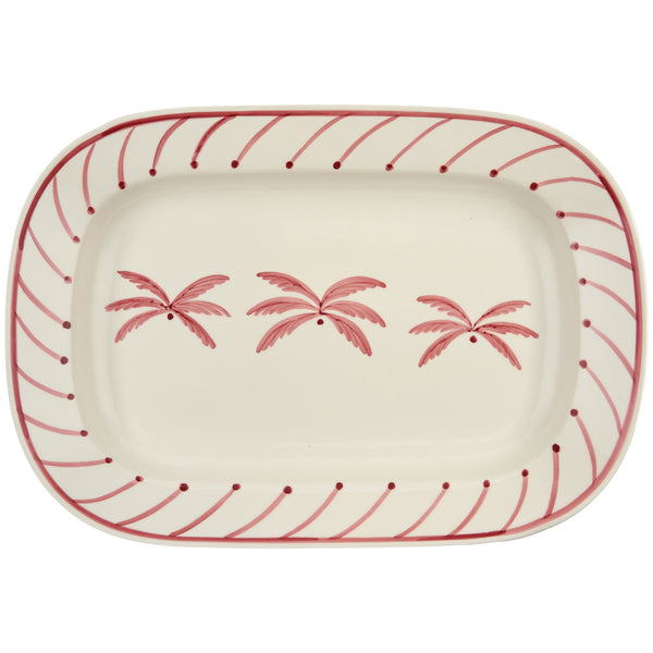 Pink Medium Palm Tree Ceramic Serving Platter