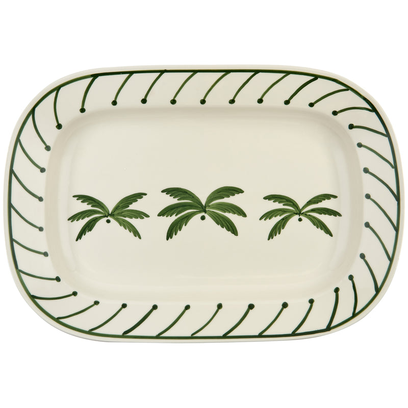 Green Medium Palm Tree Ceramic Serving Platter