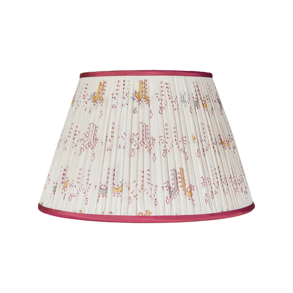 Limited Edition White with Pink and Yellow Pleated Cotton Lampshade with Pink Trim