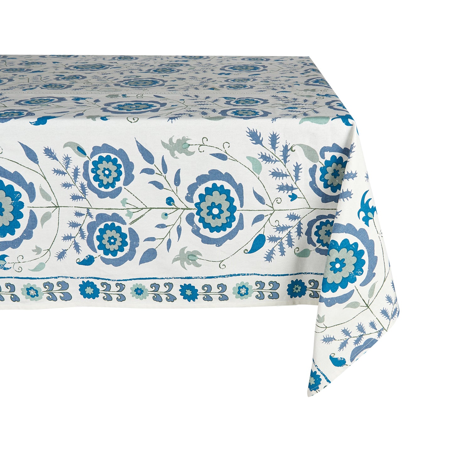 Simla Blue and Green Tablecloth