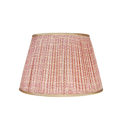Pink on White Tribal Pleated Silk Lampshade with Gold Trim