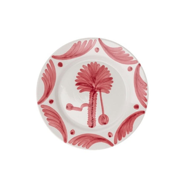 Penny-Morrison-Pink-Palm-Tree-Ceramic-Large-Plate-Unique-Hand-Painted-Glazed-floral-flower-spring-pretty-quirky-individual-main-course-plate