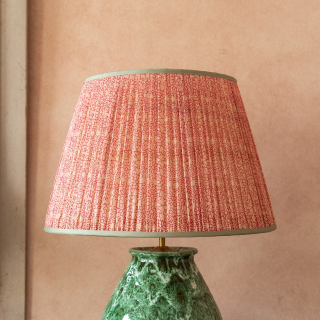 Penny-Morrison-Pink-and-White-Floral-Pleated-Silk-Lampshade-with-Mint-Trim-Straight-Empire-Pleated-Gathered-Unique-Stylish-Colourful-Quirky-Floral- Patterned