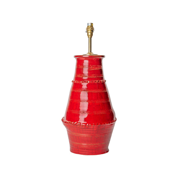 Penny-Morrison-Red-Ribbed-Vase-Ceramic-Lamp-Base-Quirky-Unique-Colourful-Hand-Painted-Bespoke-Artisanal
