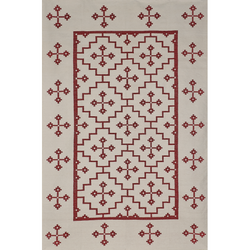 Red on White Geometric Rug