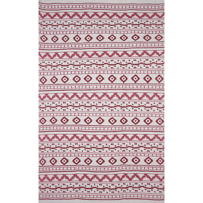 Red on White Azteca Rug