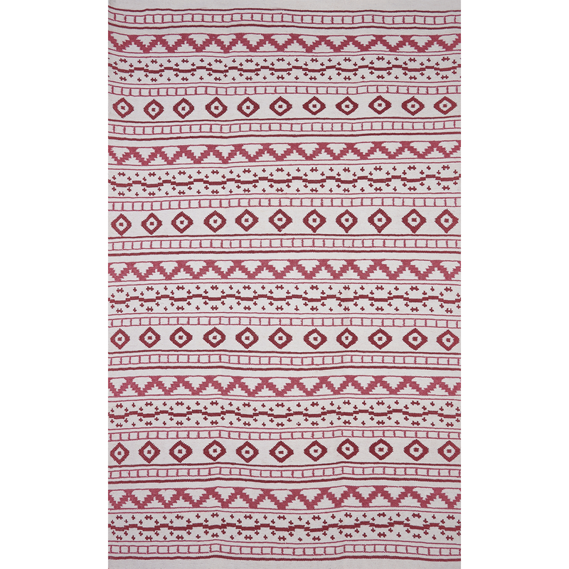 Red on White Azteca Rug