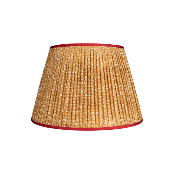 Penny-Morrison-Brown-and-White-Spotted-Pleated-SIlk-Lampshade-with-Pink-Trim-Straight-Empire-Pleated-Gathered-Unique-Stylish-Colourful-Quirky-Spotted-Patterned