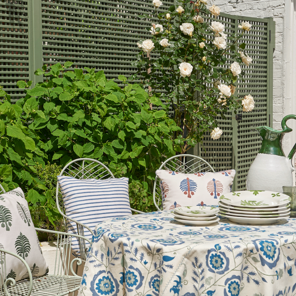 Simla Blue and Green Tablecloth
