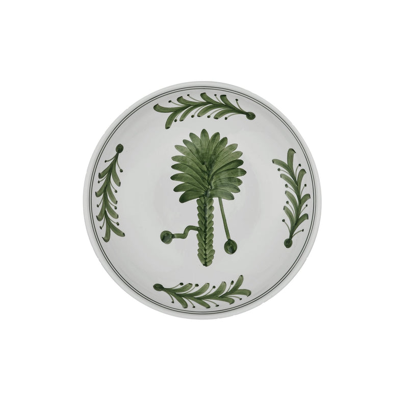 Green Palm Tree Ceramic Shallow Bowl